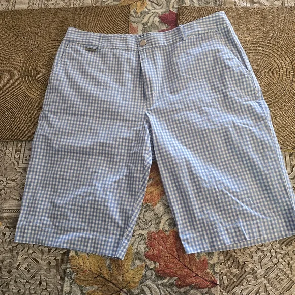 Men's Ralph Lauren Active Light Blue Checkered Shorts Size 12 New Without Tag - Picture 1 of 3